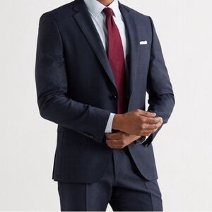 Hugo Boss Huge6/Genius5 Slim Fit Blue Virgin Wool Two Button Suit Jacket Sz 38S